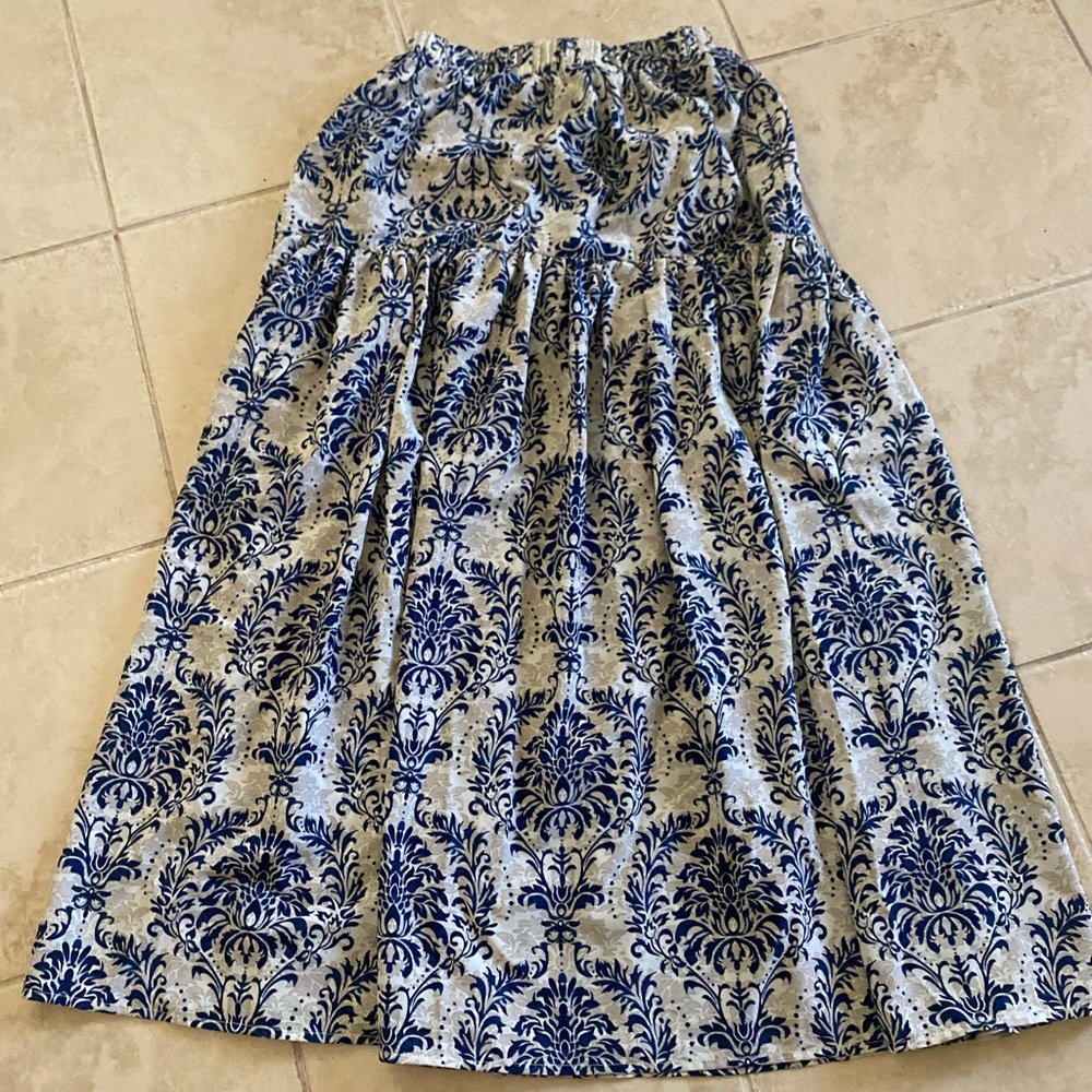 SHEIN Blue and White Maxi Skirt